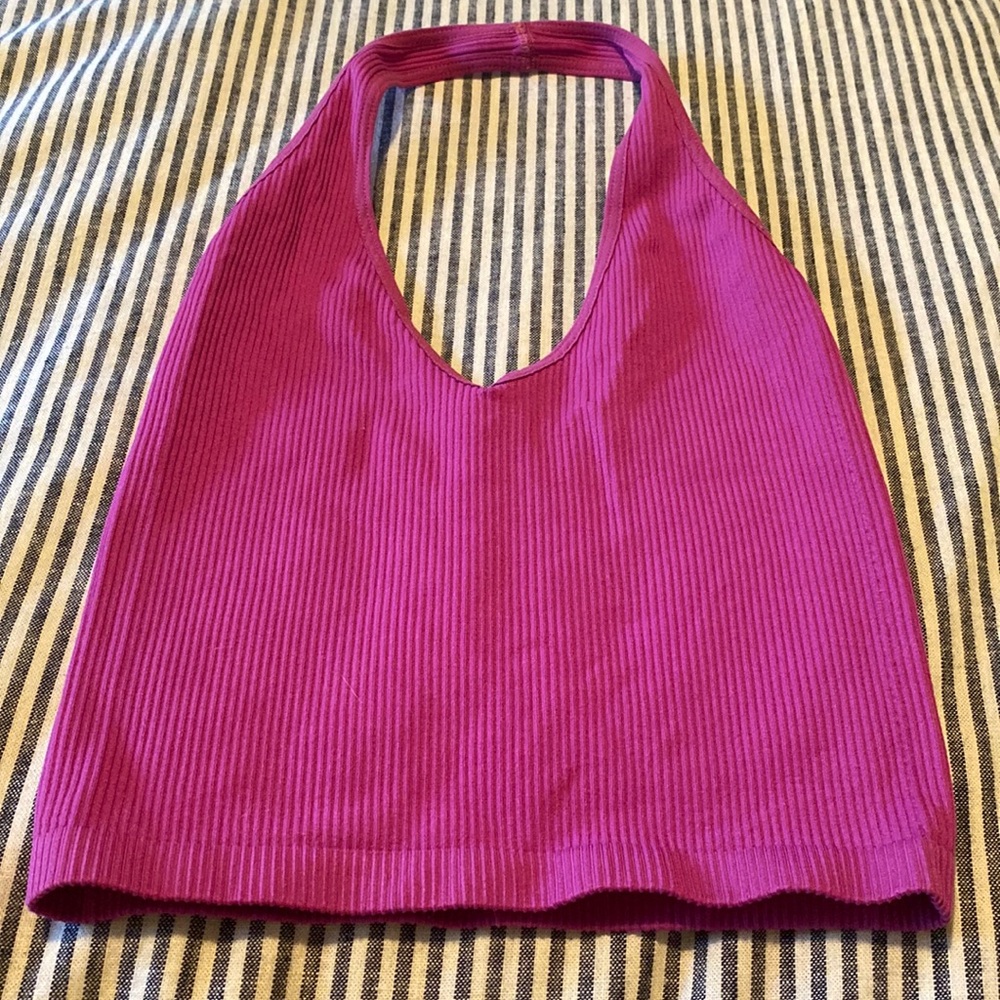 UO Jackie Seamless Ribbed Halter Bra Top